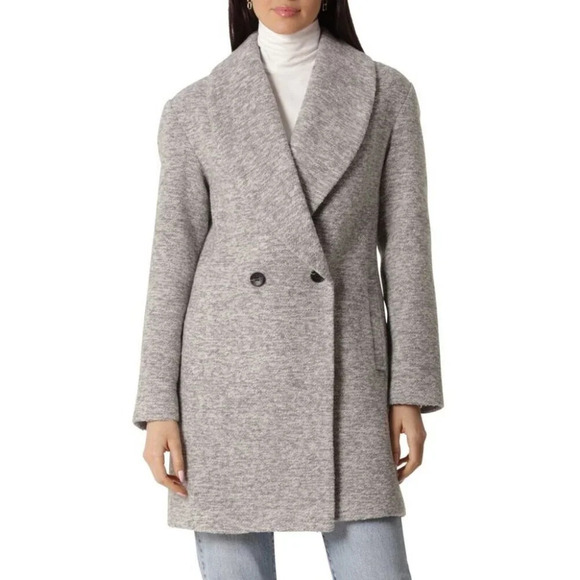 Avec Les Filles NWT Gray Shawl Collar Two Button Mid Length Coat Size Small - Picture 1 of 9